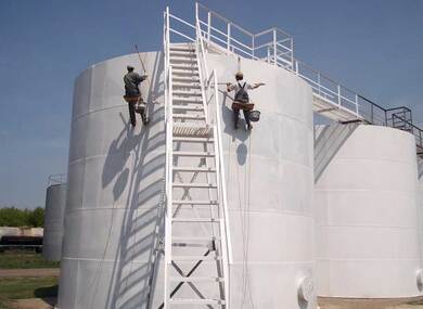 покраска резервуара альпинистами